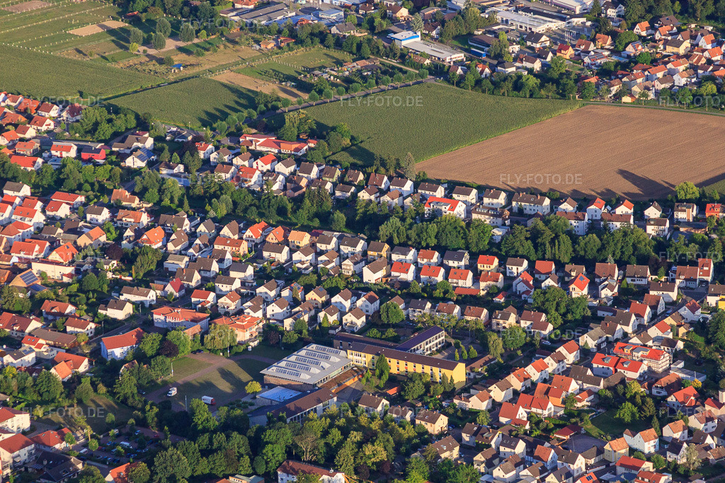 Luftbild: Lützelhorststraße, Grundschule in Herxheim bei Landau im Bundesland Rheinland-Pfalz in Deutschland. Foto: IMG_51392.jpg vom 04.08.2012 durch Werner Riehm/FLY-FOTO.de