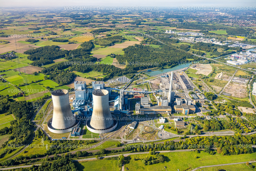 Hamm250900791 | Luftbild, RWE Kraftwerk Westfalen, Wiesen und landwirtschaftliche Felder, Fernsicht, Eilmsen, Welver, Ruhrgebiet, Nordrhein-Westfalen, Deutschland