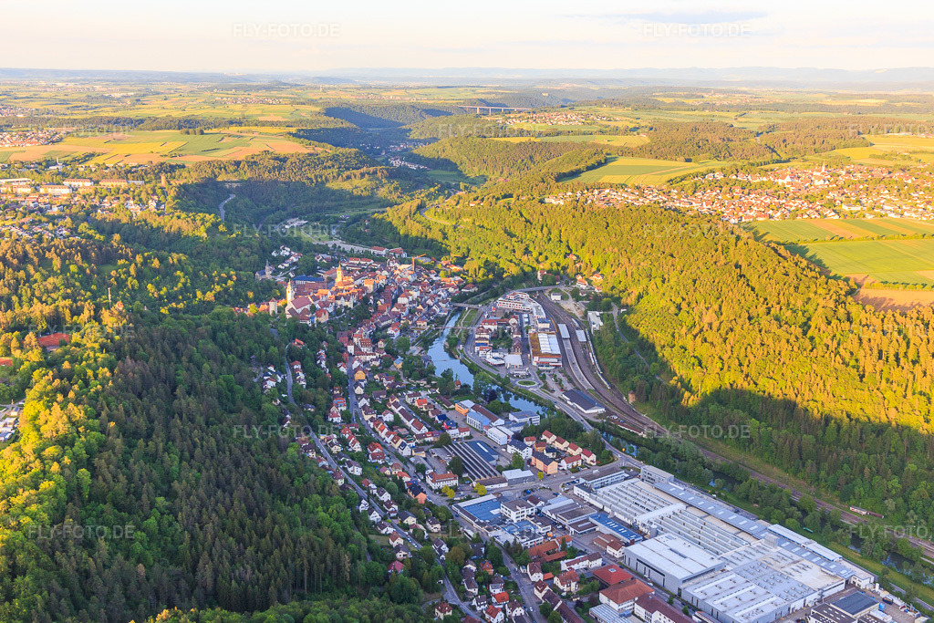 Luftbild: Rexroth a Bosch Company im Neckartal in Horb am Neckar im Bundesland Baden-Württemberg in Deutschland. Foto: IMG_114853.jpg vom 31.05.2019 durch Werner Riehm/FLY-FOTO.deBosch Rexroth Global