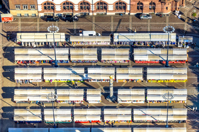 Dortmund241006117 | Luftbild, Stoffmarkt auf dem Friedensplatz, City, Dortmund, Ruhrgebiet, Nordrhein-Westfalen, Deutschland