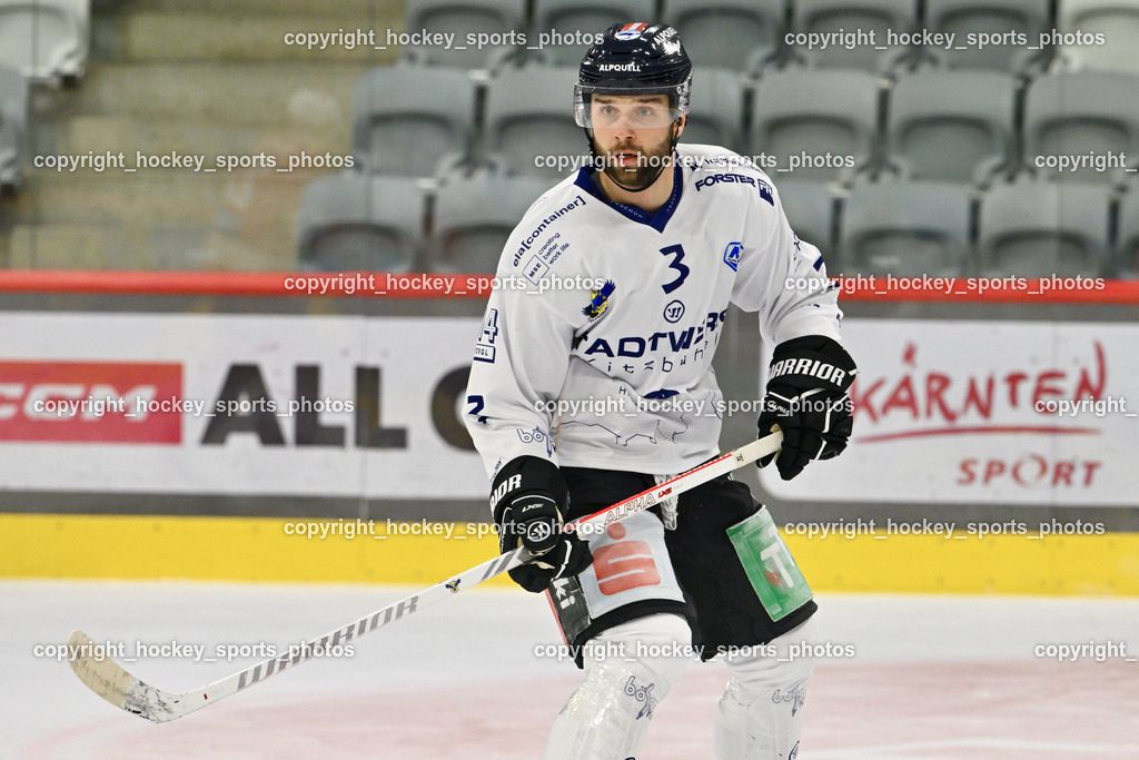 EC KAC Future Team vs. Die Adler Kitzbühl 7.10.2023 | #3 Kreuter David EC Kitzbühel,  EC KAC Future Team vs. Die Adler Kitzbühl 7.10.2023, EC KAC Future Team vs. Die Adler Kitzbühl am 07.10.2023 in Klagenfurt (Messehalle Klagenfurt), Austria, (Photo by Bernd Stefan)