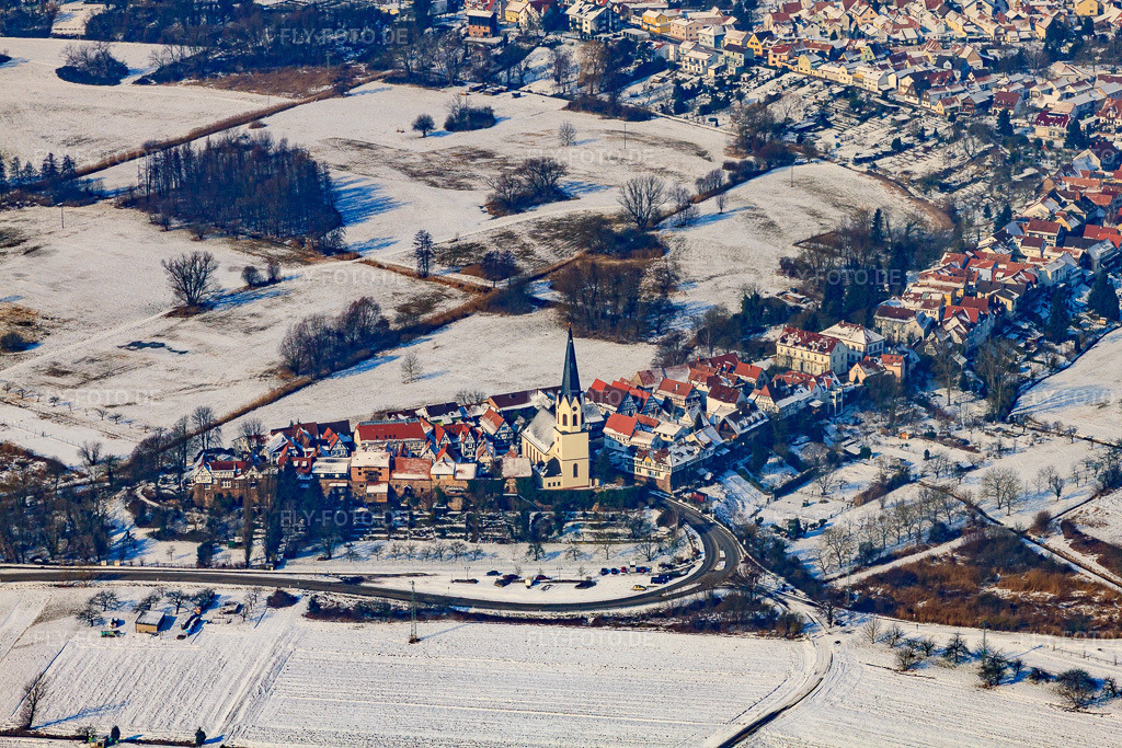 Luftbild: Hinterstädel im Winter bei Schnee in Jockgrim im Bundesland Rheinland-Pfalz in Deutschland. Foto: IMG_24290.jpg vom 16.02.2010 durch Werner Riehm/FLY-FOTO.de