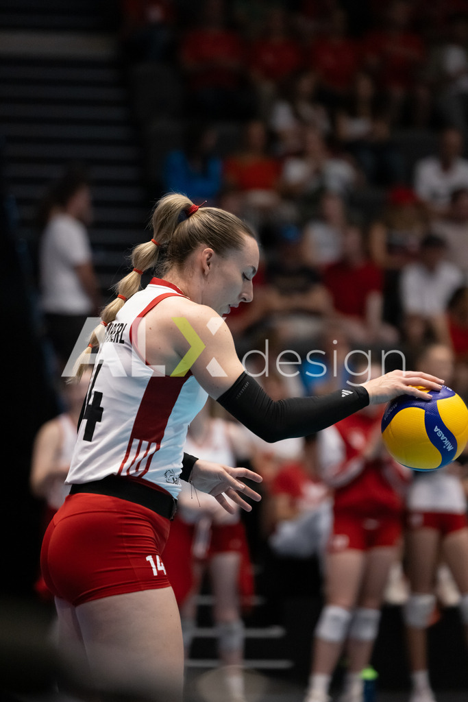 Austria v Switzerland - CEV European League Women | KRIENS, SWITZERLAND - JUNE 14: KORA MARINA SCHABERL of Austria during the CEV European League match between Austria and Switzerland at Pilatus Arena on June 14, 2026 in Kriens, Switzerland. - Realisiert mit Pictrs.com