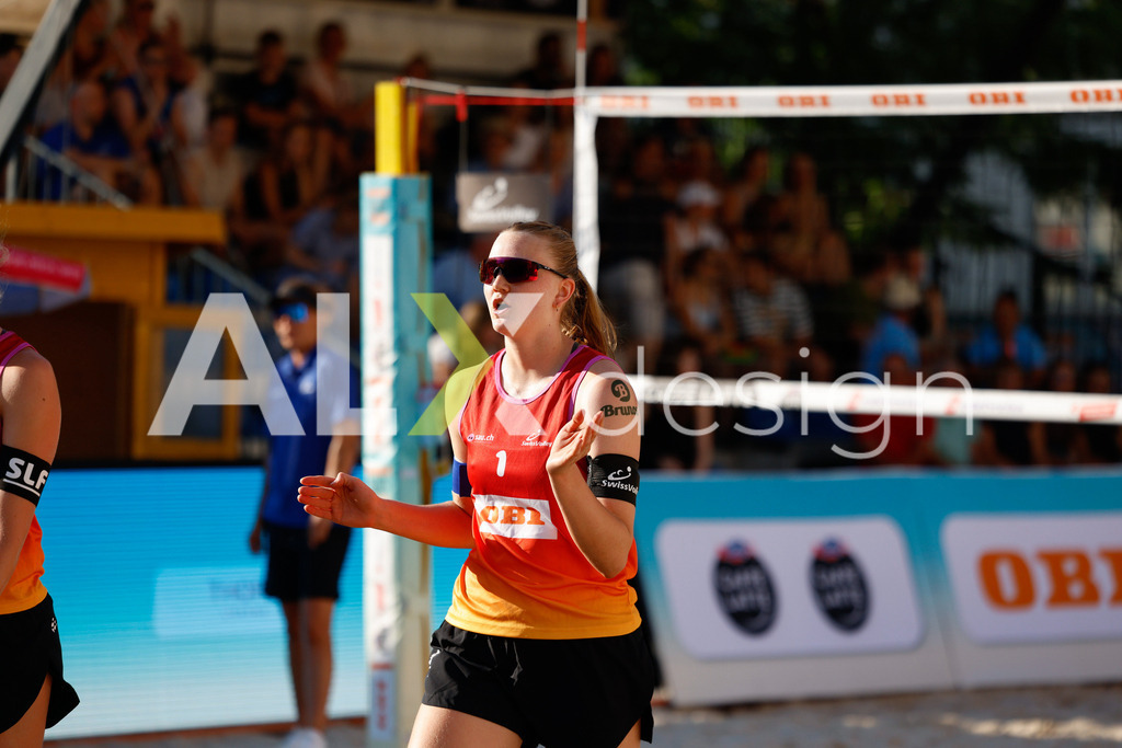 Obi BeachTour 2026 - Basel | BASEL, SWITZERLAND - JULY 17: MURIEL BOSSART (SUI) during the Obi BeachTour 2026 match between BOSSART / ABBÜHL (SUI) and KLUSER / SCHWAB (SUI) at Barfüsserplatz on July 17, 2026 in Basel, Switzerland. - Realisiert mit Pictrs.com
