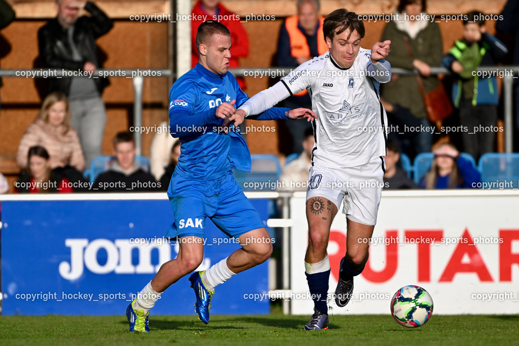 SAK vs. ATUS Velden 19.4.2024 | #13 Fabian Griesebner SAK, #10 Lukas Lausegger ATUS Velden, SAK vs. ATUS Velden 19.4.2024, SAK vs. ATUS Velden am 19.04.2024 in Klagenfurt (Sportpark Welzenegg), Austria, (Photo by Bernd Stefan)