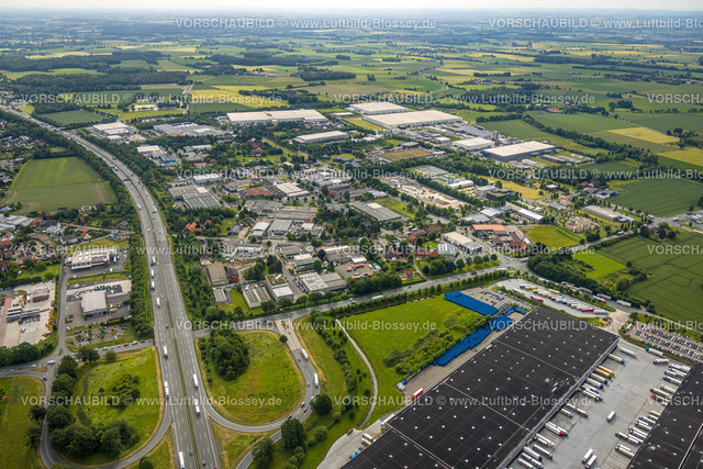 Hamm220602313 | Luftbild, Gewerbegebiet Oberster Kamp, Autobahn A2 Anschlussstelle Hamm, Rhynern, Hamm, Ruhrgebiet, Nordrhein-Westfalen, Deutschland
