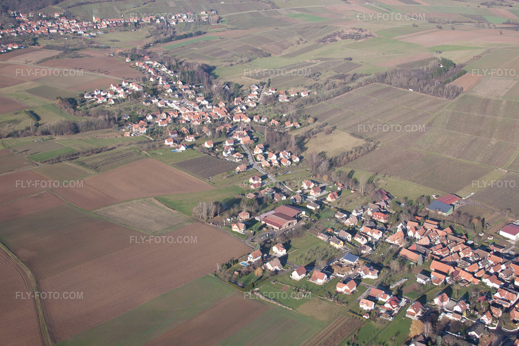Aerial view: View of the town in Steinseltz in the state Bas-Rhin, France.Photo: IMG_48442.jpg taken on 12/11/2011 by Werner Riehm/FLY-FOTO.comResolution of the original: 4752 x 3168 px