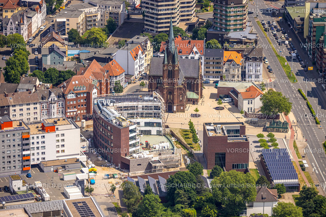 Herne220503035 | Luftbild, Baustelle und Neubau Europagarten am Europaplatz, Kreuzkirche, Herne-Mitte, Herne, Ruhrgebiet, Nordrhein-Westfalen, Deutschland