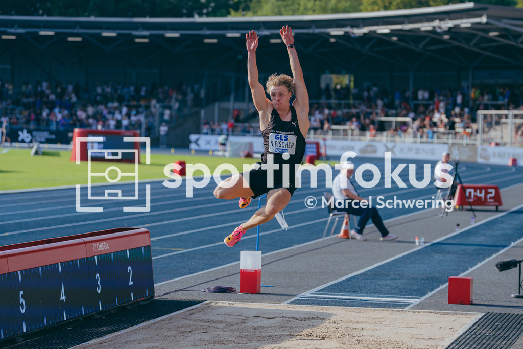 Deutsche Meisterschaften der Frauen und Männer 2026 | Noah Maximilian Fischer, TV Herbolzheim, Weitsprung, Deutsche Meisterschaften der Frauen und Männer 2026, Lohrheidestadion Bochum-Wattenscheid, 25.07.2026. Foto: Marcel Schwering / sportimfokus - Realisiert mit Pictrs.com