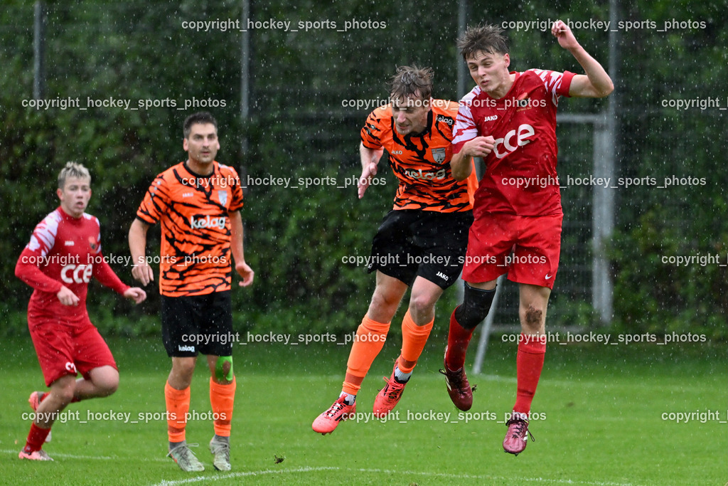 SV Viktoria Viktring vs. FC Mondi Frantschach | Jakob Gerhard Florian Seger SV Viktoria Viktring, #17 Philipp Christian Stocker FC Frantschach, SV Viktoria Viktring vs. FC Mondi Frantschach, SV Viktoria Viktring vs. FC Mondi Frantschach am 02.08.2025 in Klagenfurt (Sportplatz Viktrink), Austria, (Photo by Bernd Stefan)