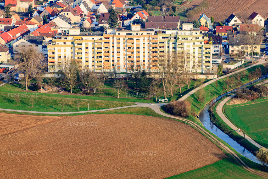 Luftbild: Wohnanlage am Wiesengrund in Brühl im Bundesland Baden-Württemberg in Deutschland. Foto: IMG_25298.jpg vom 23.03.2010 durch Werner Riehm/FLY-FOTO.de