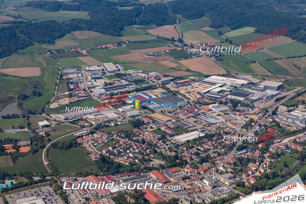 aktuelles Luftbild von Gewerbegebiet  Feuchtwangen - Luftaufnahme wurde 2019 von https://frankenair.de mittels Flugzeug (keine Drohne) erstellt.