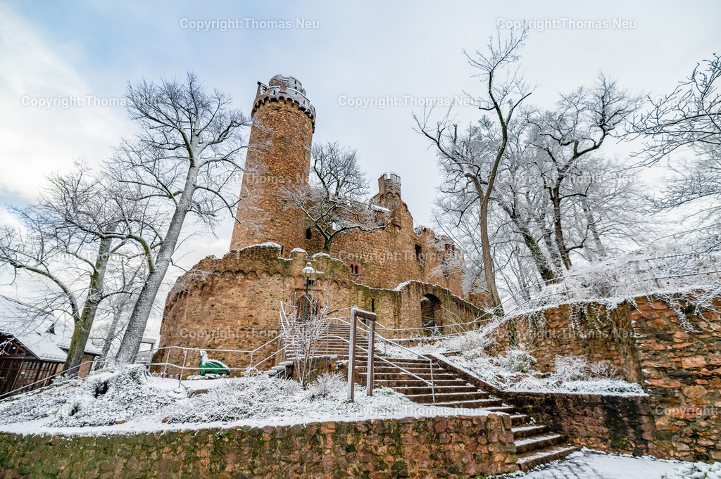 Winter-Schloss-Auerbach-Thomas_Neu_Fotografie-14 | Winterzauber auf Schloss Auerbach: Die historische Burgruine hoch über der Bergstraße zeigt sich im Schnee von ihrer beeindruckendsten Seite. Der Blick über die Rheinebene, der mächtige Wehrturm und die markante Schwarzkiefer machen das Schloss zu einem der schönsten Wintermotive im Odenwald. Entdecken Sie die faszinierende Kombination aus Geschichte, Natur und einzigartiger Winteratmosphäre., Bild: Thomas Neu
