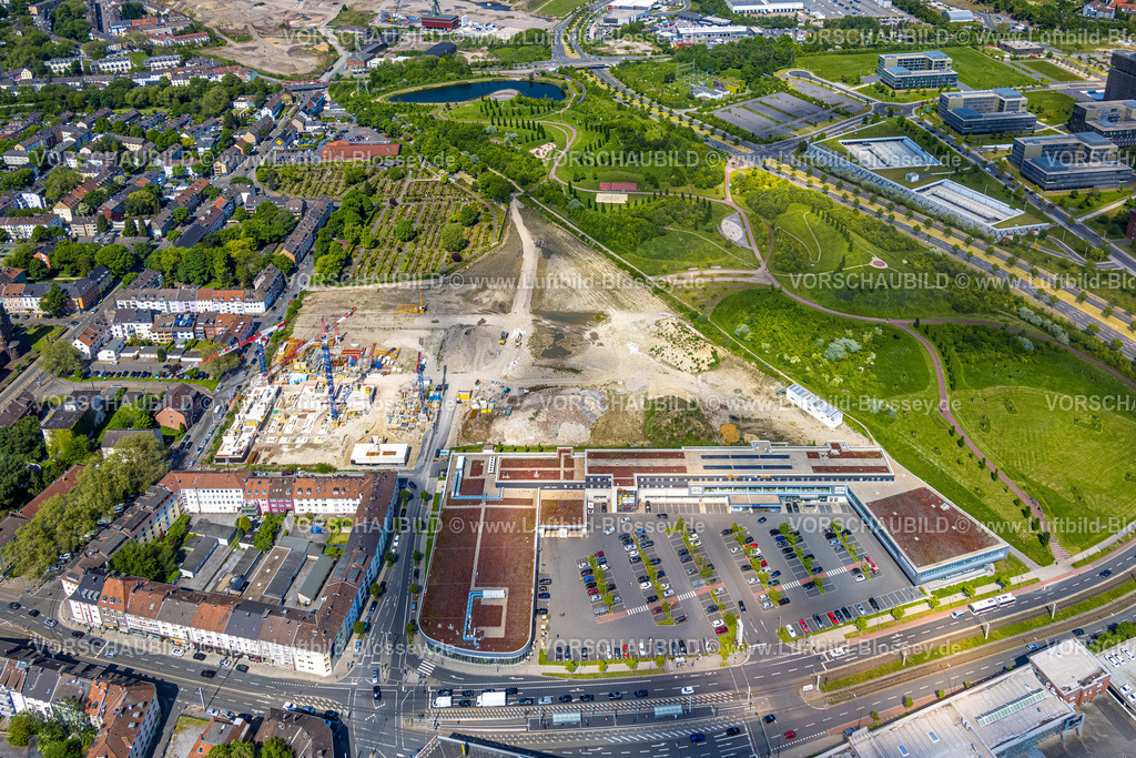 Essen230511850 | Luftbild, Bauprojekt Essen Altendorf - Wohnen am Krupp-Park, Helenenfriedhof, Krupp-Park, Westviertel, Essen, Ruhrgebiet, Nordrhein-Westfalen, Deutschland