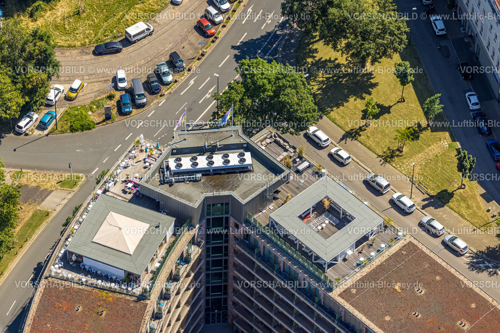 Essen230703114 | Luftbild, Flowers Hotel mit LilÃƒÆ’Ã†â€™Ãƒâ€šÃ‚Â¢ÃƒÆ’Ã‚Â¢ÃƒÂ¢Ã¢â€šÂ¬Ã…Â¡Ãƒâ€šÃ‚Â¬ÃƒÆ’Ã¢â‚¬Å¡Ãƒâ€šÃ‚Â¢Tiger Rooftop Terrace, Dachterrasse und Cafe, Westviertel, Essen, Ruhrgebiet, Nordrhein-Westfalen, Deutschland