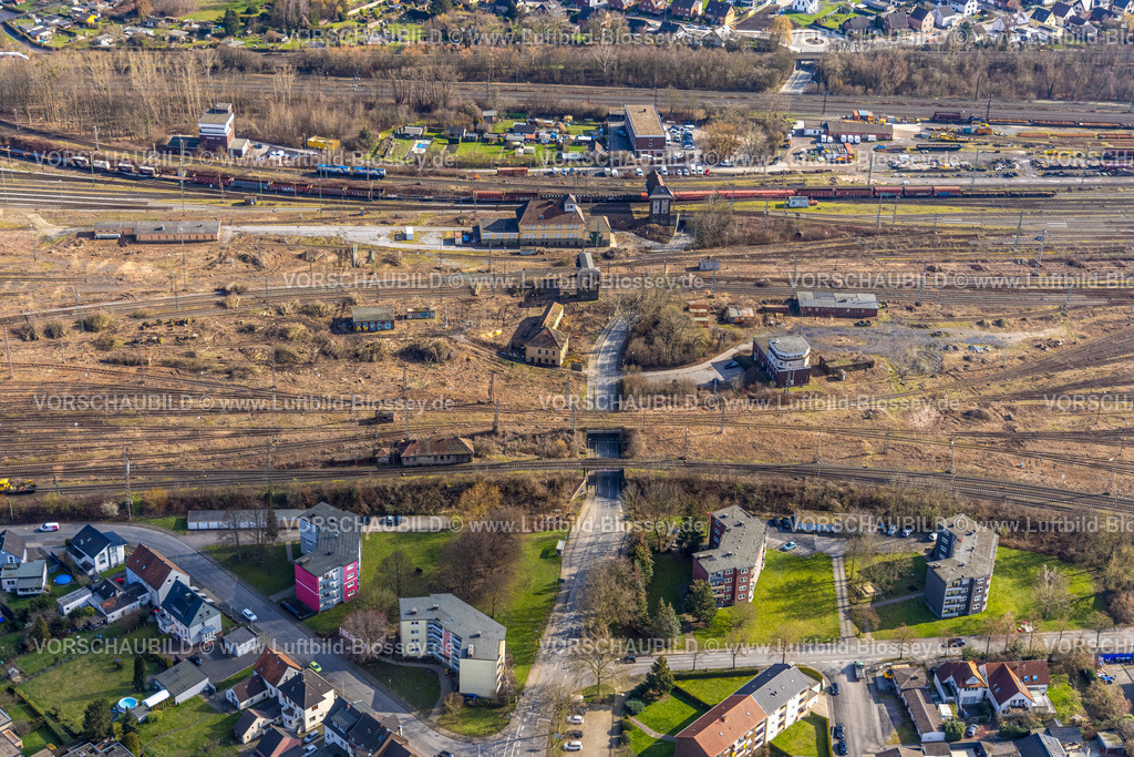 Hamm230215547 | Luftbild, Rangierbahnhof Hamm, Günterstraße, ehemaliges Stellwerk, Stadtbezirk Pelkum, Hamm, Ruhrgebiet, Nordrhein-Westfalen, Deutschland