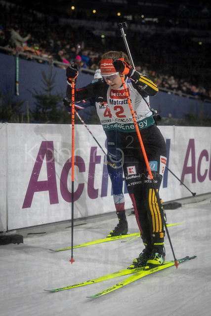 bett1.de WTC Biathlon auf Schalke, 28.12.2025 | Janina Hettich-Walz (Team Deutschland 1) bei der World Team Challenge (bett1.de WTC Biathlon auf Schalke) am 28.12.2025 in der Veltins-Arena in Gelsenkirchen (Deutschland). 
