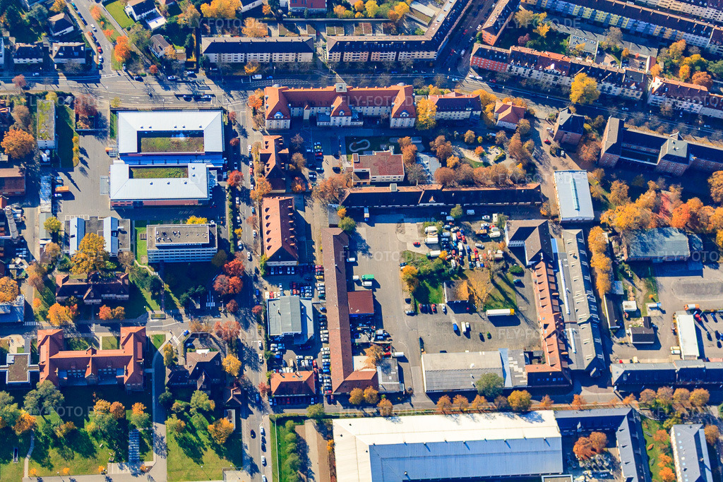 Luftbild: Kußmaulstraße x Ludwig-Haas-Straße im Ortsteil Nordweststadt in Karlsruhe im Bundesland Baden-Württemberg in Deutschland. Foto: IMG_35199.jpg vom 31.10.2010 durch Werner Riehm/FLY-FOTO.de