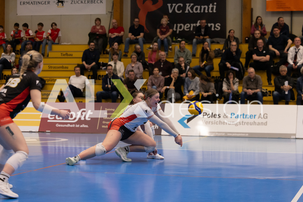 Volleyball I Frauen I Saison 2025-2026 I Volleyball NLA | Women I 1/4 Finals I VC Kanti Schaffhausen - BIWI Volleyball Franches-Montagnes I 21.02.2026 | 4 Emma Faivet (CH) (BIWI VFM) – Außenangriff - Realisiert mit Pictrs.com