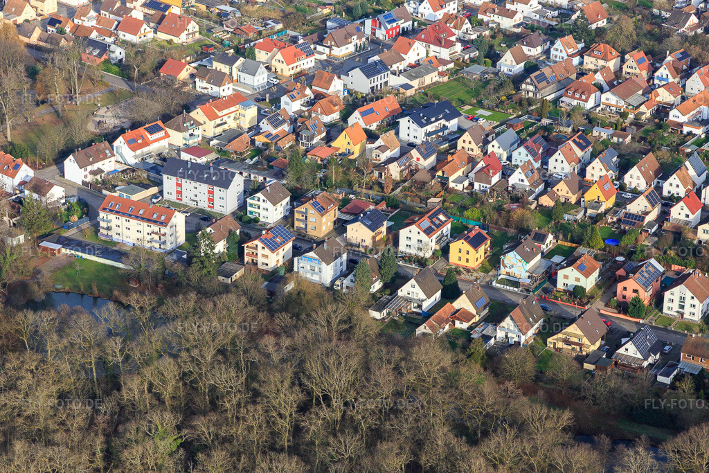 Luftbild: Elsässer Straße in Kandel im Bundesland Rheinland-Pfalz in Deutschland. Foto: IMG_145076.jpg vom 04.01.2025 durch Werner Riehm/FLY-FOTO.de