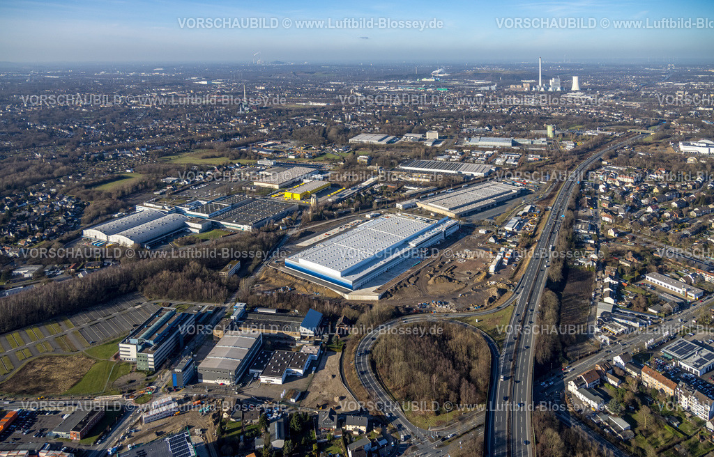 Bochum240103916 | Luftbild, Baustelle Gewerbepark HER-BO an der Autobahn A43 Abfahrt Riemke, Riemke, Bochum, Ruhrgebiet, Nordrhein-Westfalen, Deutschland