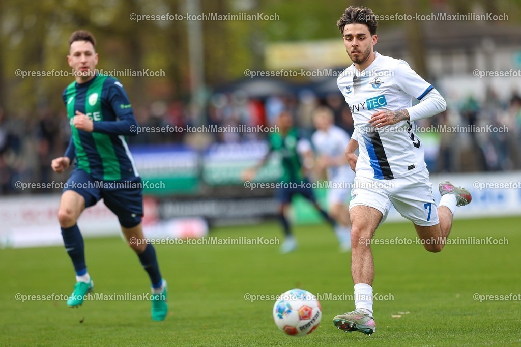 xKWIx12042601047 | 2026.04.12, xkwix, Fußball, Regionalliga West, FC Gütersloh -  SC Paderborn 07 II, Heidewaldstadion (Ohlendorf Stadion im Heidewald), 29.Spieltag, Saison 2025 / 2026: Lucas Copado Schrobenhauser (SC Paderborn II #7) DFB regulations prohibit any use of photographs as image sequences and or quasi-video. Photo: xKamilxWilkowskixPressefotoKochx