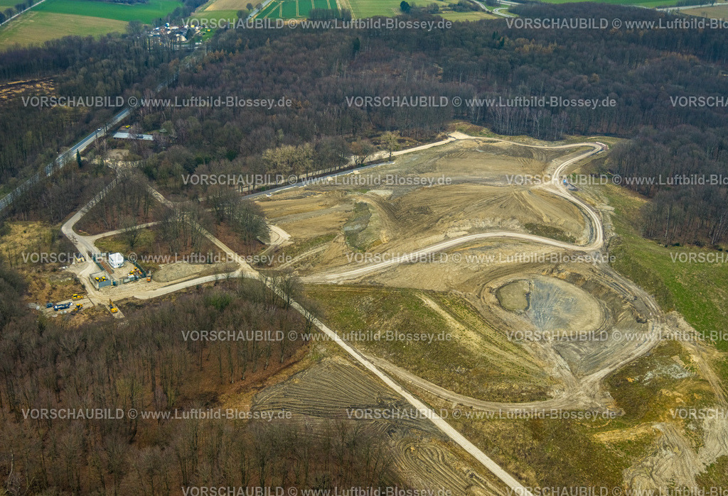 Werl240308108 | Luftbild, Stadtwald Werl, Renaturierung und Baustelle mit Neubau eines Aussichtsturms, Werl, Nordrhein-Westfalen, Deutschland