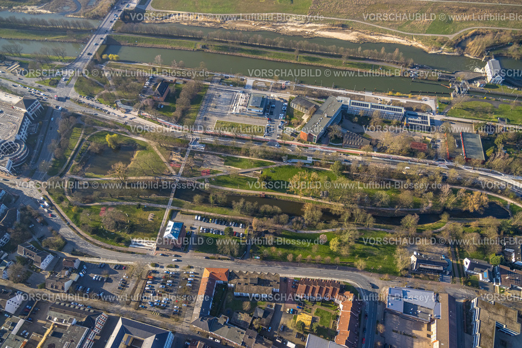 Hamm240305348 | Luftbild, Gymnasium Hammonense und Wassersportzentrum, Nordring Park, Baustelle auf der Adenauerallee,  Mitte, Hamm, Ruhrgebiet, Nordrhein-Westfalen, Deutschland