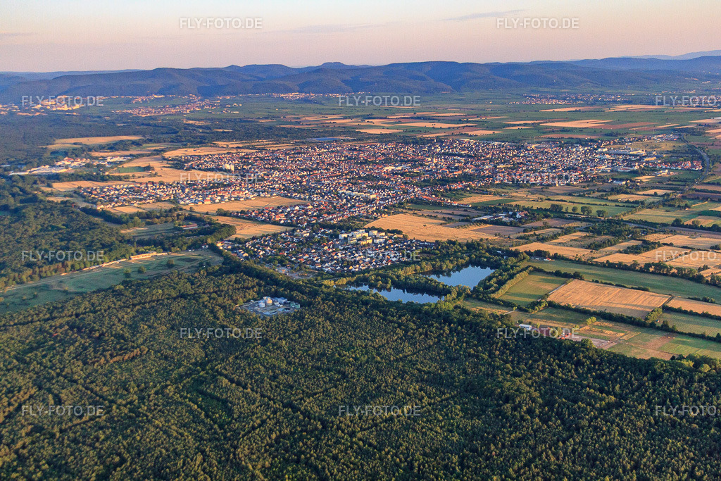 Stadtübersicht von Südosten | Luftbild: Stadtübersicht von Südosten in Haßloch im Bundesland Rheinland-Pfalz in Deutschland. Foto: IMG_69347.jpg vom 04.07.2014 durch Werner Riehm/FLY-FOTO.de - Realisiert mit Pictrs.com