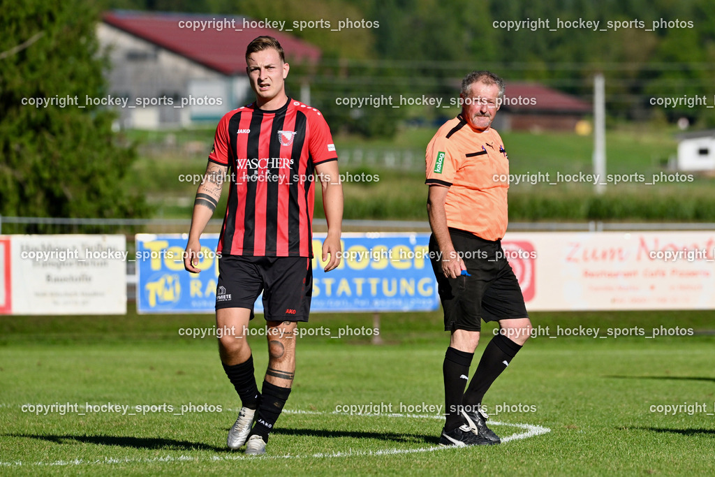 ATUS Nötsch vs. Thal Assling | #13 Luca Erwin Jost ATUS Nötsch, Karl Krenn Referee, ATUS Nötsch vs. Thal Assling, ATUS Nötsch vs. Thal Assling am 31.08.2025 in Nötsch (Dobratsch Arena), Austria, (Photo by Bernd Stefan)