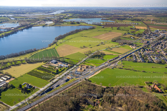 Rees240312155Haldern | Luftbild, Ausbau der Betuweroute und Betuwe-Linie Eisenbahnstrecke, Baustelle Streckenabschnitt an der Weseler Landstraße L7, Haldern, Rees, Nordrhein-Westfalen, Deutschland