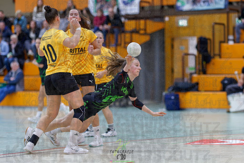 Frauen Oberliga Mitte (HHV); HSG Kleenheim/Langgöns II - HSG Eibelshausen/Ewersbach | Frauen Oberliga Mitte (HHV); HSG Kleenheim/Langgöns II - HSG Eibelshausen/Ewersbach am 01.11.2025 in Oberkleen (Weidig-Halle)Photo © 2025 - Jörg Heinrich - Realisiert mit Pictrs.com