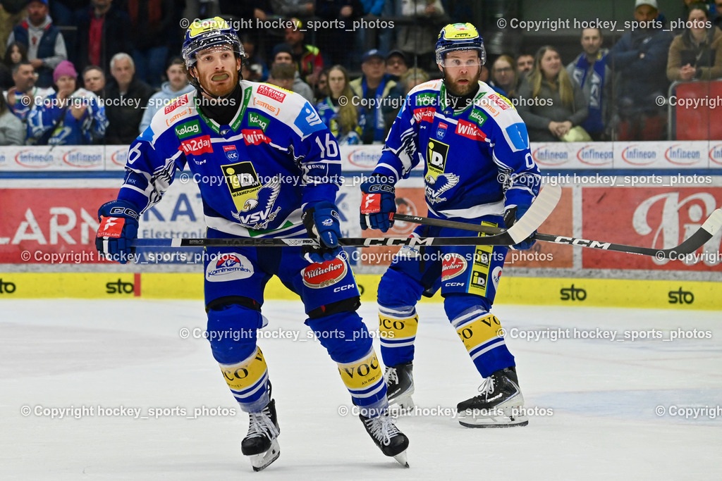 EC IDM WÄRMEPUMPEN VSV vs. MOSER MEDICAL GRAZ99ERS | #16 Kevin Hancock EC VSV, #95 Mark Katic EC VSV, EC IDM WÄRMEPUMPEN VSV vs. MOSER MEDICAL GRAZ99ERS, EC IDM WÄRMEPUMPEN VSV vs. MOSER MEDICAL GRAZ99ERS am 17.03.2026 in Villach (Stadthalle Villach), Austria, (Photo by Bernd Stefan)