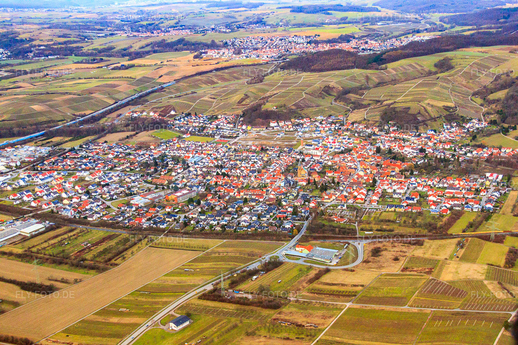 Luftbild: Stadtansicht von Südwesten in Rauenberg im Bundesland Baden-Württemberg in Deutschland. Foto: IMG_24741.jpg vom 27.02.2010 durch Werner Riehm/FLY-FOTO.de
