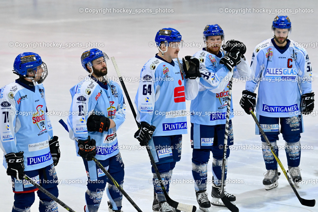ESC Steindorf vs. EHC Althofen 22.2.2023 | #71 Dobnig Elias, #15 Gasser Daniel, #64 Stichauner Fabian, #33 Wiedergut Andreas, #57 Wilfan Franz