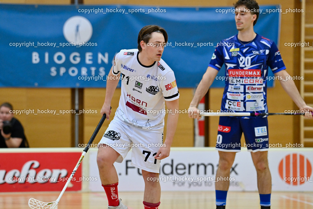 VSV Unihockey vs. KAC Floorball | #71 Christoph Platzer KAC Floorball, #20 David Gredler VSV Unihockey, VSV Unihockey vs. KAC Floorball, VSV Unihockey vs. KAC Floorball am 28.03.2026 in Villach (Ballspielhalle St. Martin), Austria, (Photo by Bernd Stefan)