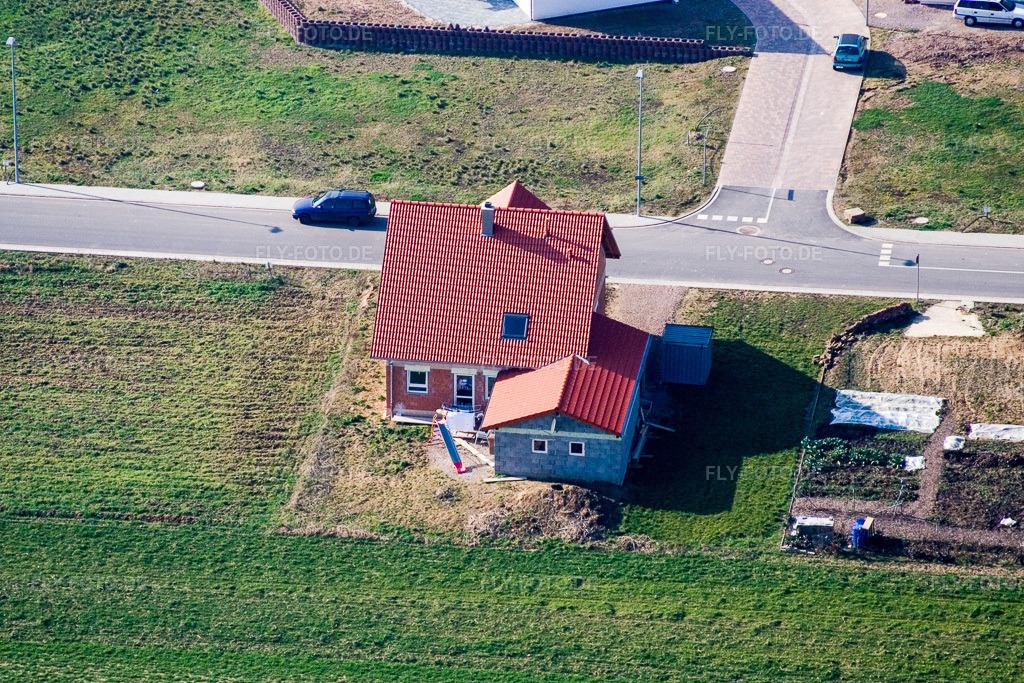 Luftbild: Neubaugebiet NO, Frühmesserweg im Ortsteil Schaidt in Wörth im Bundesland Rheinland-Pfalz in Deutschland. Foto: IMG_5246.jpg vom 18.02.2007 durch Werner Riehm/FLY-FOTO.de