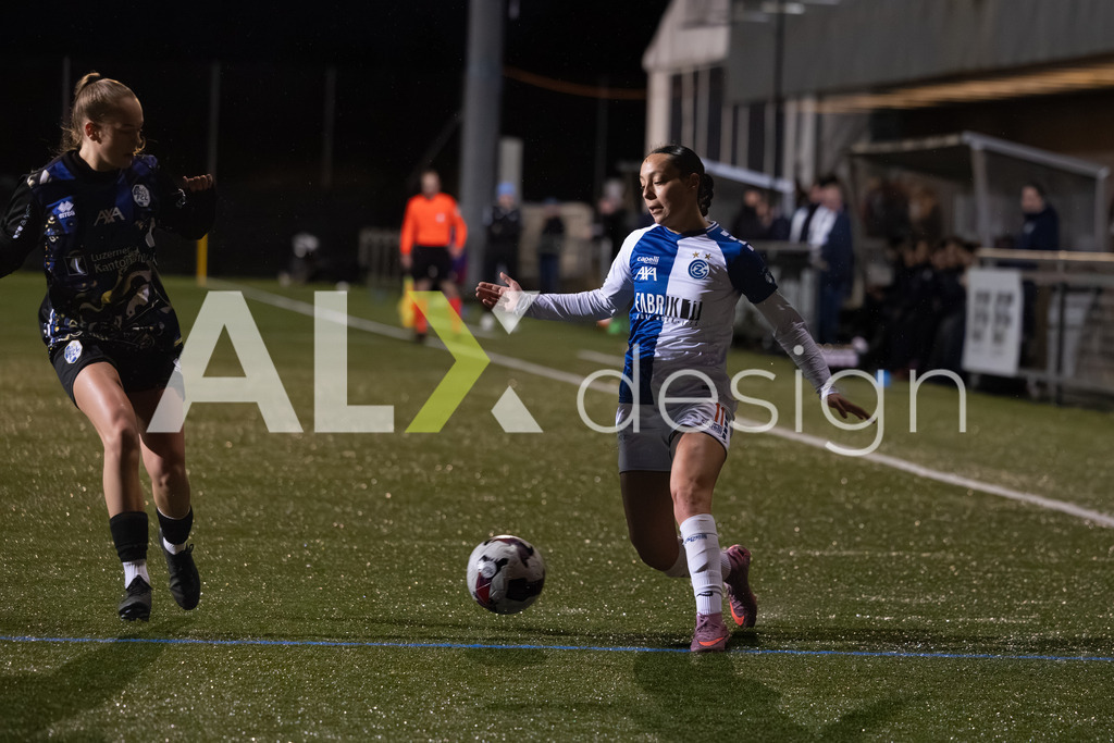Fußball I Frauen I Saison 2025-2026 I AXA Women's Super League | Women I 14. Spieltag I Grasshoppers Club Zürich - FC Luzern I 14.02.2026 | 11 Noémie Potier (CH) (GC Zürich) – Angriff - Realisiert mit Pictrs.com