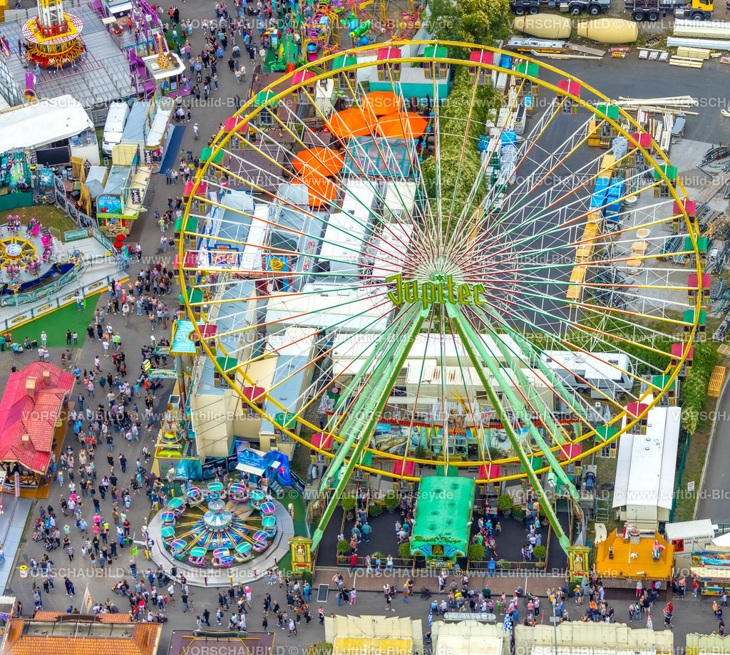 Herne220804070CrangerKirmes |  Luftbild, Cranger Kirmes in Herne-Crange, gut 50 Fahrgeschäfte laden auf das größte Volksfest in NRW ein, Unser Fritz, Herne, Ruhrgebiet, Nordrhein-Westfalen, Deutschland