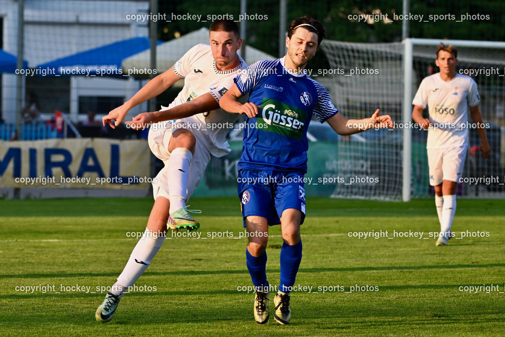 SAK vs. SV Dellach Gail | #20 Wolfgang Guggenberger SV Dellach Gail, #23 Zan Kumer SAK, SAK vs. SV Dellach Gail, SAK vs. SV Dellach Gail am 14.08.2025 in Klagenfurt (Sportpark Welzenegg), Austria, (Photo by Bernd Stefan)