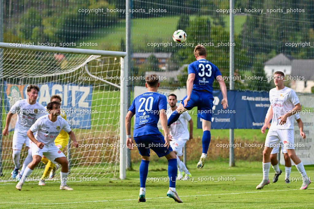 ASKÖ Köttmannsdorf vs. Union Matrei | #20 Luca Ronacher UNION Matrei, #33 Alexander Wibmer UNION Matrei, #20 Daniel Hans Genser ASKÖ Köttmannsdorf, #29 Sebastian Salbrechter ASKÖ Köttmannsdorf, #7 Alex Ristic ASKÖ Köttmannsdorf, ASKÖ Köttmannsdorf vs. Union Matrei, ASKÖ Köttmannsdorf vs. Union Matrei am 13.09.2025 in Köttmannsdorf (Sportplatz Köttmannsdorf), Austria, (Photo by Bernd Stefan)