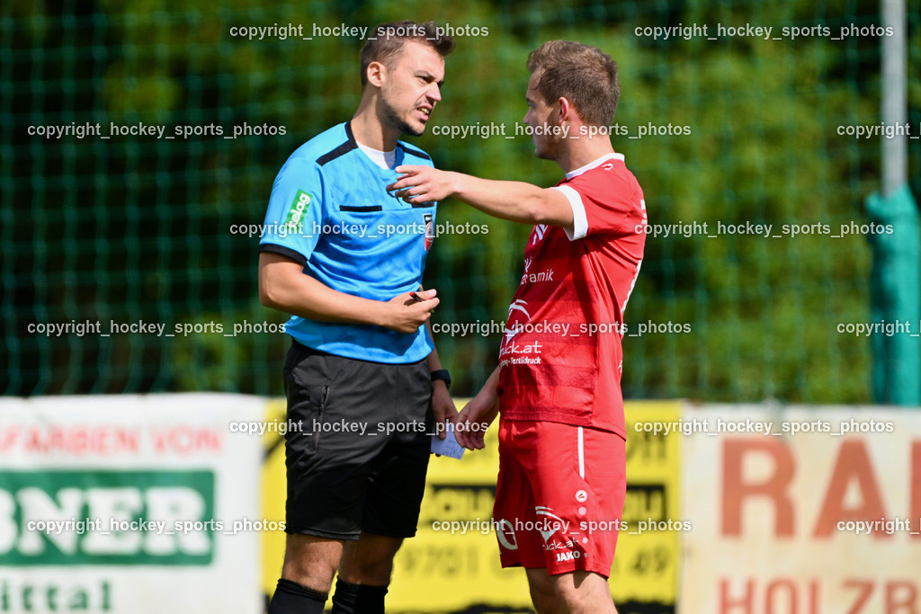 SV Rothentuhurn vs. URC Thal Assling | Edin Omerhodzic Referee, #10 Thomas Platzer SV Rothenthurn, SV Rothentuhurn vs. URC Thal Assling, SV Rothentuhurn vs. URC Thal Assling am 15.09.2024 in Rothenthurn (Sportplatz Rothenthurn), Austria, (Photo by Bernd Stefan)