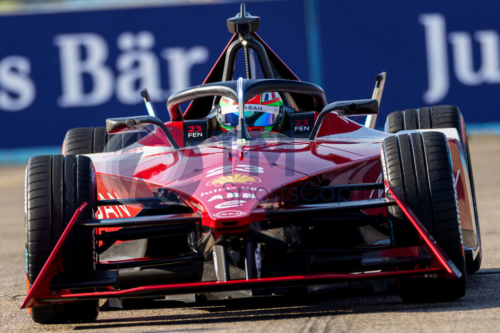 GEPA-20230422-101-147-0016 | BERLIN,GERMANY,22.APR.23 - MOTORSPORTS, FORMEL E - E-Prix of Berlin, Berliner Tempelhof Airport Circuit, free practice. Image shows Sacha Fenestraz (FRA / Nissan). 
Photo: GEPA pictures/ Matthias Trinkl