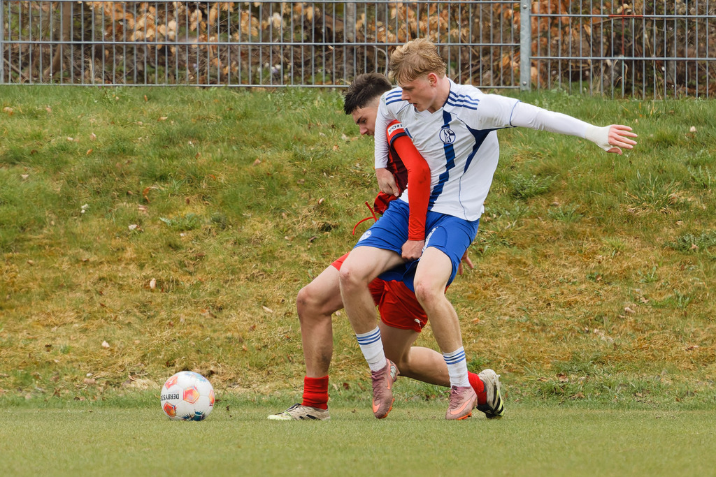 20260412-FCHS04_127 | 1.FC Heidenheim 1846 vs. FC Schalke 04, Fußball, U19, A-Junioren, NWL, U19-DFB-Nachwusliga, 2025/2026, 8. Spieltag, 12.04.2026 in Heidenheim, Walter-Birkhold-Jugendstadion (Foto: Michael Bulling) - Realisiert mit Pictrs.com