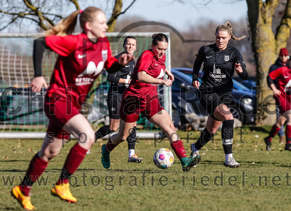 2024-02-25_029_FC_Schwaig_gegen_TSV_Eching | Oberding, Deutschland, 25.02.2024:
Fußball, Bezirksliga 2023 / 2024, Testspiel, FC Schwaig gegen TSV Eching, Endergebnis: 0:5

Medina Musliji (FC Schwaig, #5), Elise Lutz (TSV Eching, #5)

Foto: Christian Riedel / fotografie-riedel.net