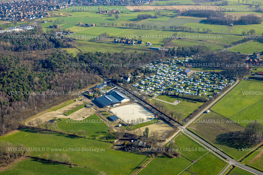 Olfen230206343Vinnum | Luftbild, Reitverein Lützow, Campingplatz Große Heide, Olfen-Kirchspiel, Olfen, Münsterland, Nordrhein-Westfalen, Deutschland