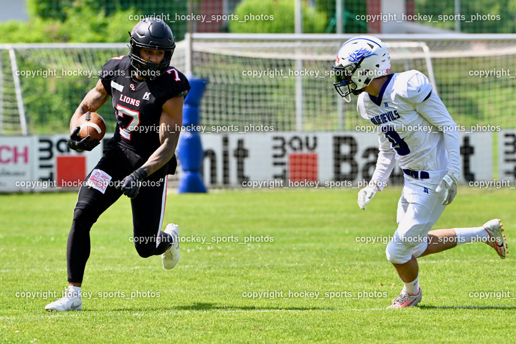 Carinthian Lions vs. Cineplexx Blue Devils | #7 Monai Simon Carinthian Lion, Carinthian Lions vs. Cineplexx Blue Devils, Carinthian Lions vs. Cineplexx Blue Devils am 09.06.2025 in Klagenfurt (ASV Sportplatz), Austria, (Photo by Bernd Stefan)
