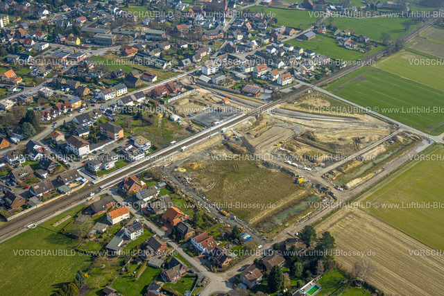 Hamm240306777 | Luftbild, geplante Nahverkehrsverbindung mit Haltepunkt in Westtünnen, Baustelle am Südfeldweg und Von-Thünen-Straße für den künftigen Bahnhaltepunkt, Wohnsiedlung, Stadtbezirk Rhynern, Hamm, Ruhrgebiet, Nordrhein-Westfalen, Deutschland