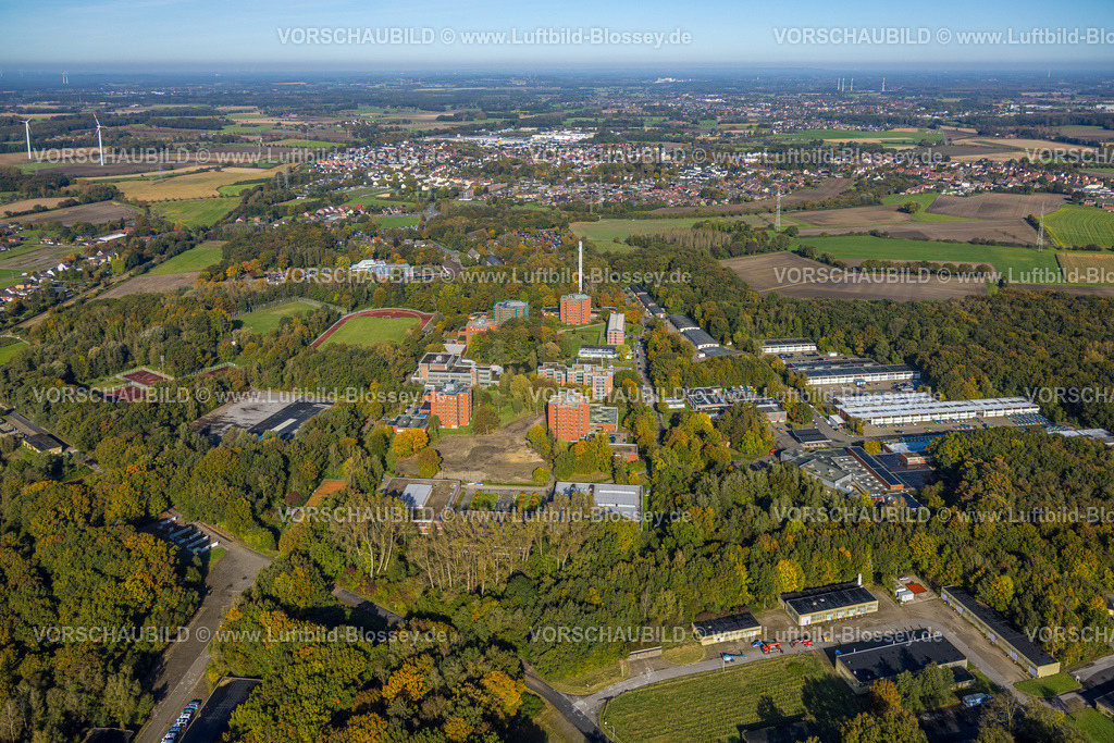 Selm241011299Bork | Luftbild, IPA-HAUS Selm / Bork Polizeibehörde, Polizei Schulungszentrum Hochhäuser Im Sundern, Erich-Klausener-Straße, Bork, Selm, Münsterland, Nordrhein-Westfalen, Deutschland