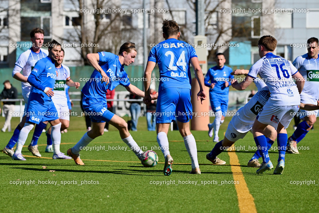 SAK vs. Dellach Gail | #10 Yosifov Svetlozar Angelov SAK, #5 Jakob Geister SAK, #24 Luka Gajic SAK, #76 Fabio Revelant Dellach Gail, SAK vs. Dellach Gail, SAK vs. Dellach Gail am 22.03.2025 in Klagenfurt (Sportpark Welzenegg), Austria, (Photo by Bernd Stefan)